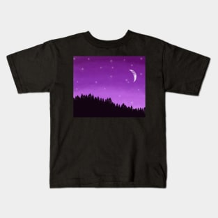 Purple sky and forest Kids T-Shirt